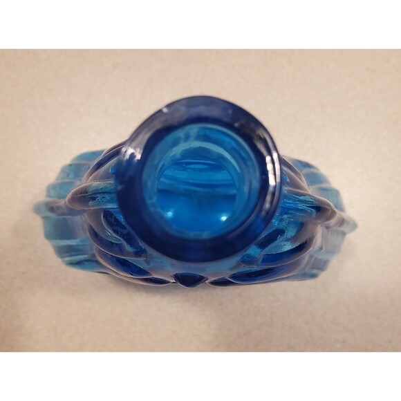 Vtg CLEVENGER BROTHERS blue Glass SCROLL FLASK Arthur Singer pileated woodpecker - Picture 4 of 7